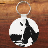Zwarte en witte paarden sleutelhanger (Voorkant)
