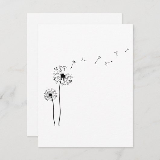 Zwarte en witte paardenbloem waait in de wind notitiekaartje (Voorkant / Achterkant)