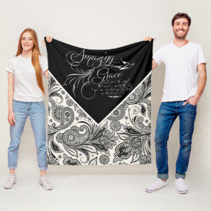 Zwarte en witte paisley Amazing Grace Fleece Deken