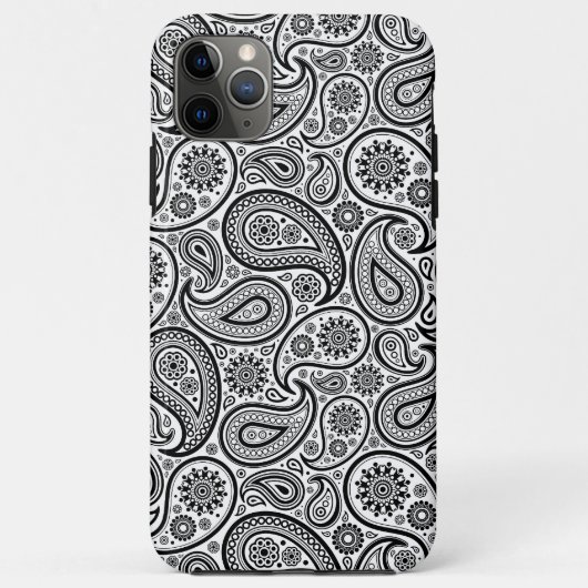Zwarte en witte  paisley Case-Mate iPhone case (Achterkant)