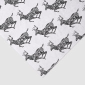 Zwarte en witte paisley Deer Tissuepapier (Detail)