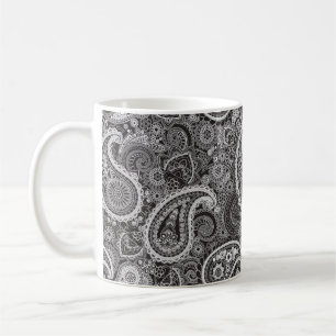 Zwarte en witte paisley koffiemok