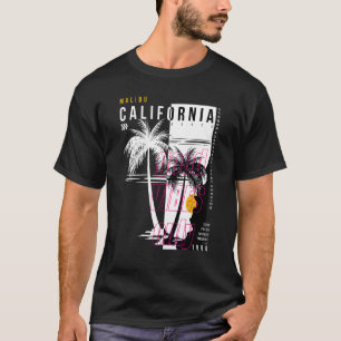 Zwarte en witte palmboom Californië Malibu T-shirt