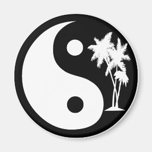 Zwarte en witte palmboom Yin Yang Magnet Magneet