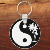 Zwarte en witte palmboom Yin Yang Sleutelhanger (Voorkant)