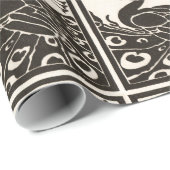 ZWARTE EN WITTE PEACOCK CADEAUPAPIER (Rol Hoek)