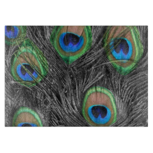 Zwarte en witte peacock-doezelaar snijplank