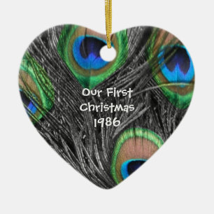 Zwarte en Witte Peacock Feather Ornament