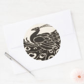 ZWARTE EN WITTE PEACOCK RONDE STICKER (Envelop)