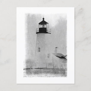 Zwarte en witte Pemaquid Point vuurtoren in Maine Briefkaart