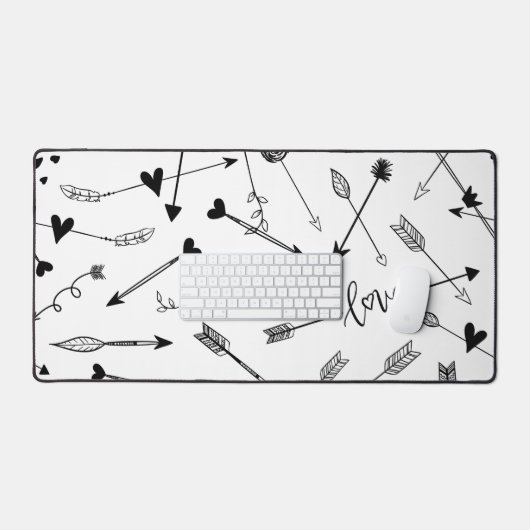 Zwarte en witte pijlen en harten bureaumat (Keyboard & Muis)
