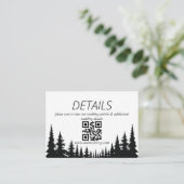 Zwarte en Witte Pijnbomen Winter Wedding QR Code Informatiekaartje (Staand voorkant)