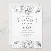 Zwarte en witte pinda's elegante bruiloft kaart (Voorkant)