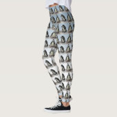 Zwarte en witte pinguïn op blauwe Leggings (Links)
