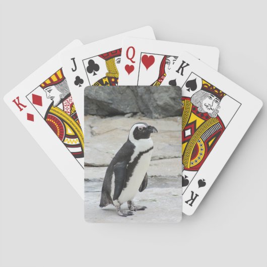 Zwarte en witte pinguïn op de rotsen pokerkaarten (Achterkant)
