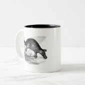 Zwarte en witte platypus tweekleurige koffiemok (Voorkant links)