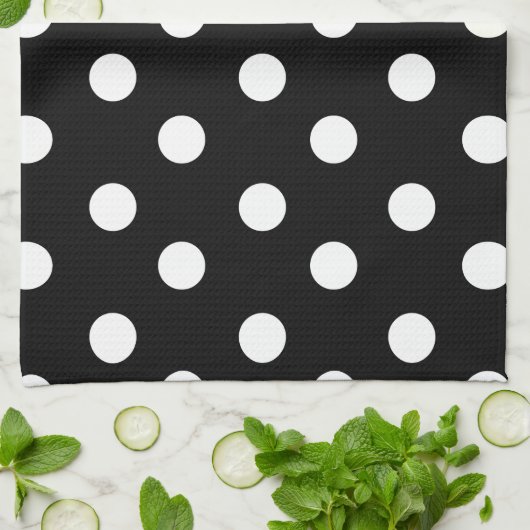 Zwarte en witte poka Dot Kitchen Towel Theedoek (Gevouwen)