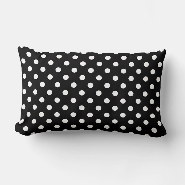 Zwarte en witte poka Dot Pillow Kussen (Voorkant)