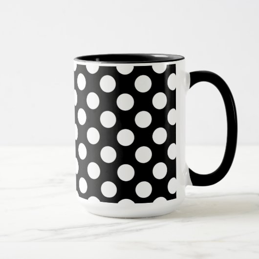 zwarte en witte pooldots; Afdrukken Paw Mok (Rechts)