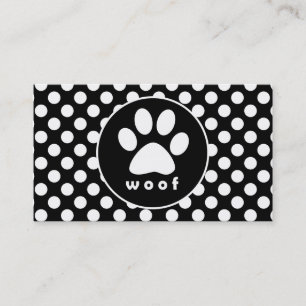 zwarte en witte pooldots; Afdrukken Paw Visitekaartje