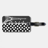 Zwarte en witte poolwand, Stippen; Parijs Bagagelabel (Achterkant horizontaal)