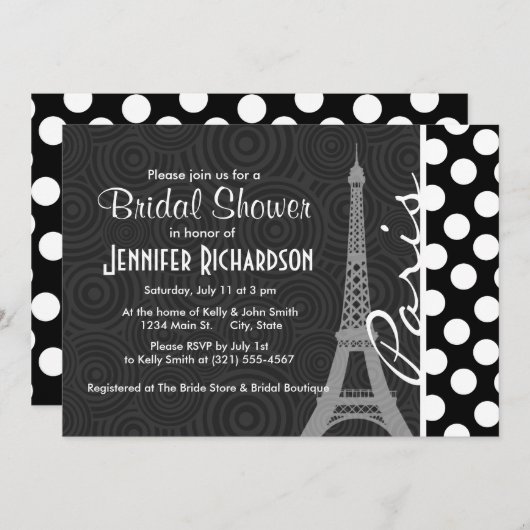 Zwarte en witte poolwand, Stippen; Parijs Kaart (Voorkant / Achterkant)