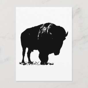 Zwarte en witte Pop Art Bison Buffalo Briefkaart