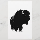 Zwarte en witte Pop Art Bison Buffalo Briefpapier (Voorkant)