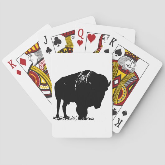 Zwarte en witte Pop Art Bison Buffalo Pokerkaarten (Achterkant)