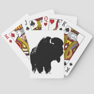 Zwarte en witte Pop Art Bison Buffalo Pokerkaarten