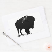 Zwarte en witte Pop Art Bison Buffalo Rechthoekige Sticker (Envelop)