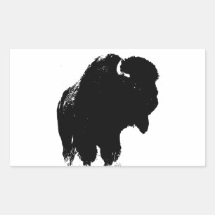 Zwarte en witte Pop Art Bison Buffalo Rechthoekige Sticker