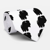 Zwarte en witte Pop Art Bison Buffalo Stropdas (Opgerold)