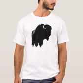 Zwarte en witte Pop Art Bison Buffalo T-shirt (Voorkant)