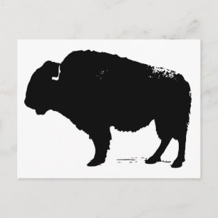 Zwarte en witte Pop Art Buffalo Bison Briefkaart
