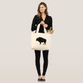 Zwarte en witte Pop Art Buffalo Bison Grote Tote Bag (Voorkant (model))