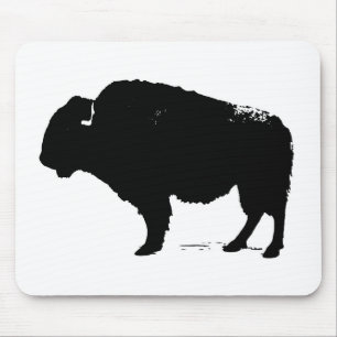Zwarte en witte Pop Art Buffalo Bison Muismat