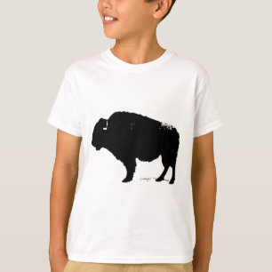 Zwarte en witte Pop Art Buffalo Bison T-shirt