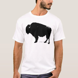 Zwarte en witte Pop Art Buffalo Bison T-shirt
