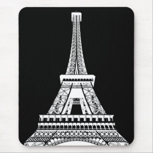 Zwarte en witte Pop Art Eiffel Tower Paris Frankri Muismat