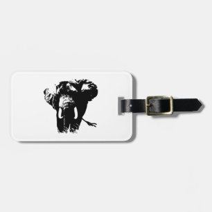 Zwarte en witte Pop Art Elephant Bagagelabel