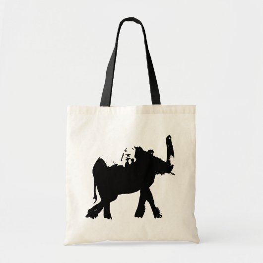 Zwarte en witte Pop Art Elephant Tote Bag (Voorkant)
