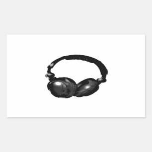 Zwarte en witte Pop Art Headphone Rechthoekige Sticker