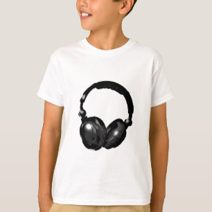 Zwarte en witte Pop Art Headphone T-shirt