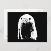 Zwarte en witte Pop Art Polar Beer Briefkaart (Voorkant / Achterkant)
