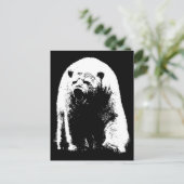 Zwarte en witte Pop Art Polar Beer Briefkaart (Staand voorkant)