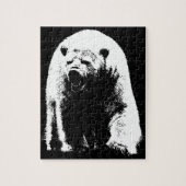 Zwarte en witte Pop Art Polar Beer Legpuzzel (Verticaal)