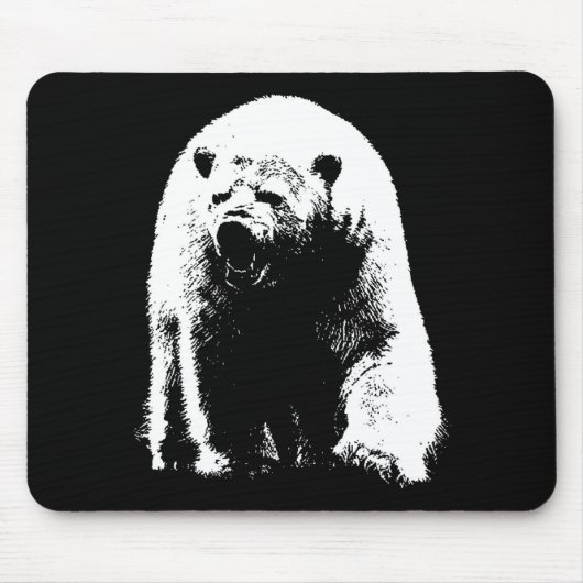 Zwarte en witte Pop Art Polar Beer Muismat (Voorkant)