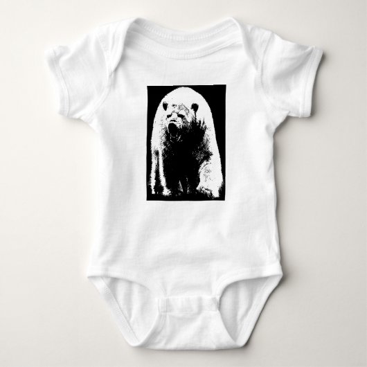 Zwarte en witte Pop Art Polar Beer Romper (Voorkant)