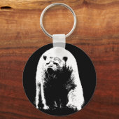 Zwarte en witte Pop Art Polar Beer Sleutelhanger (Voorkant)